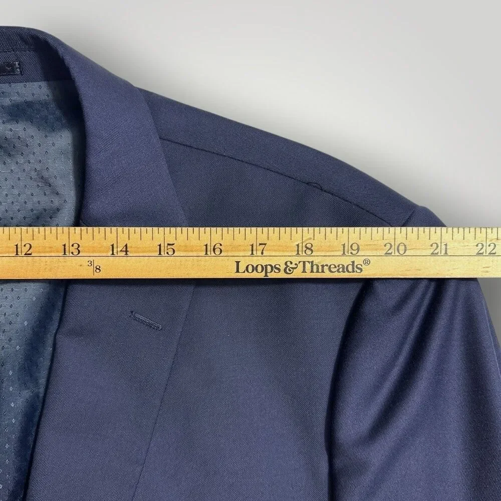 MANTONI Mens 52L Navy Blazer Sport Coat 2 Button Suit Jacket Regular fit